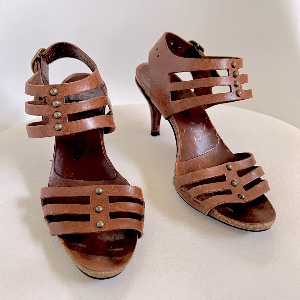 Pedro Garcia Brown Leather Strappy Heels